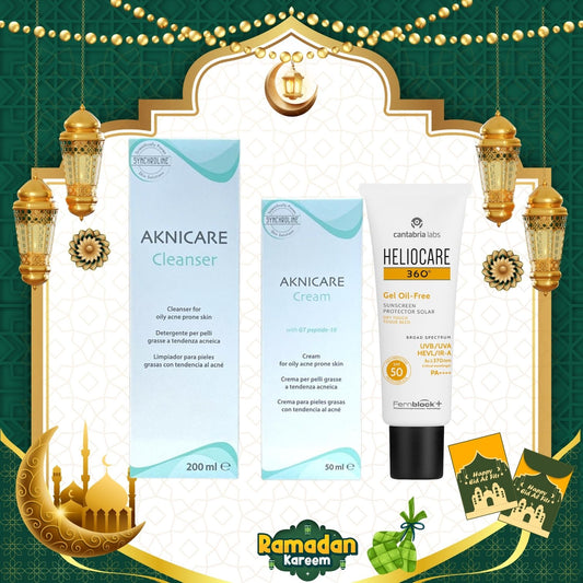 Aknicare Acne Care Clarity Set (Aknicare Cleanser 200ML + Aknicare Cream 50ML + Heliocare Gel Oil Free SPF50 50ML)
