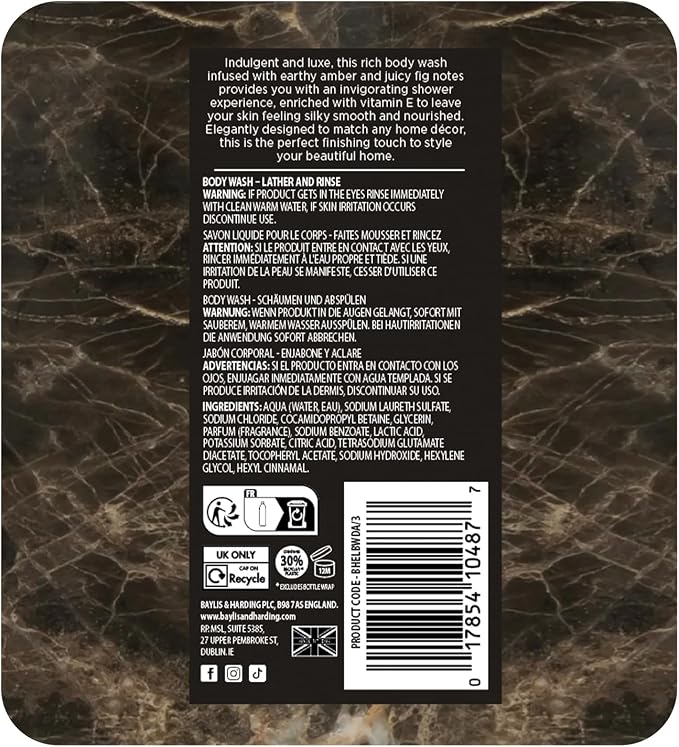 Baylis & Harding Elements Dark Amber & Fig Luxury Body Wash 500ML