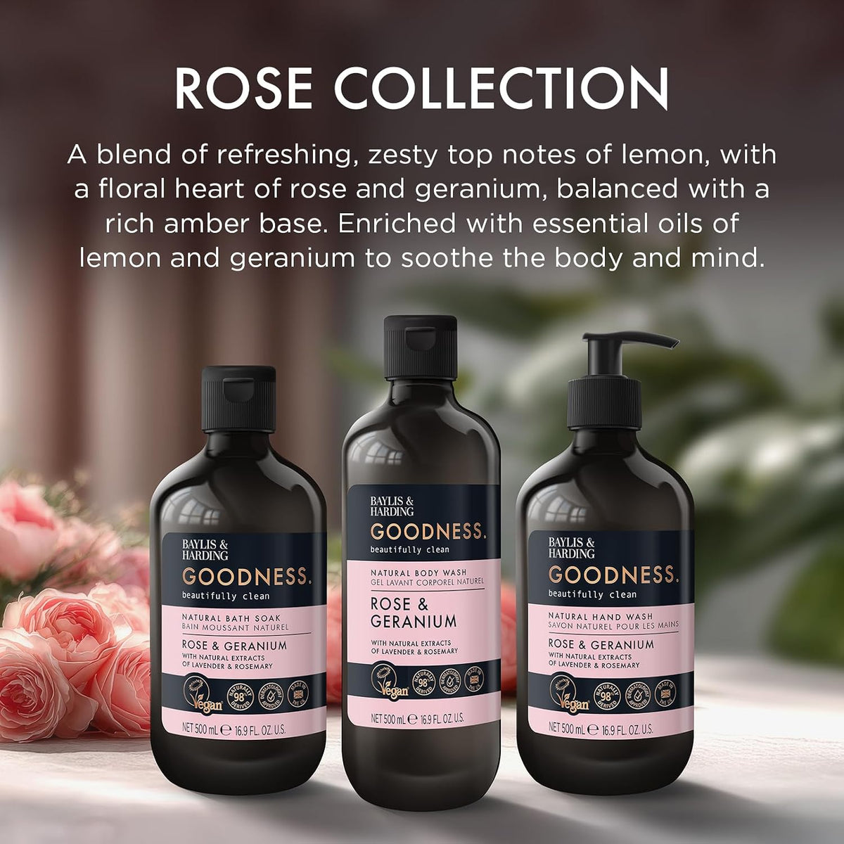 Baylis & Harding Goodness Rose & Geranium Body Wash 500ML