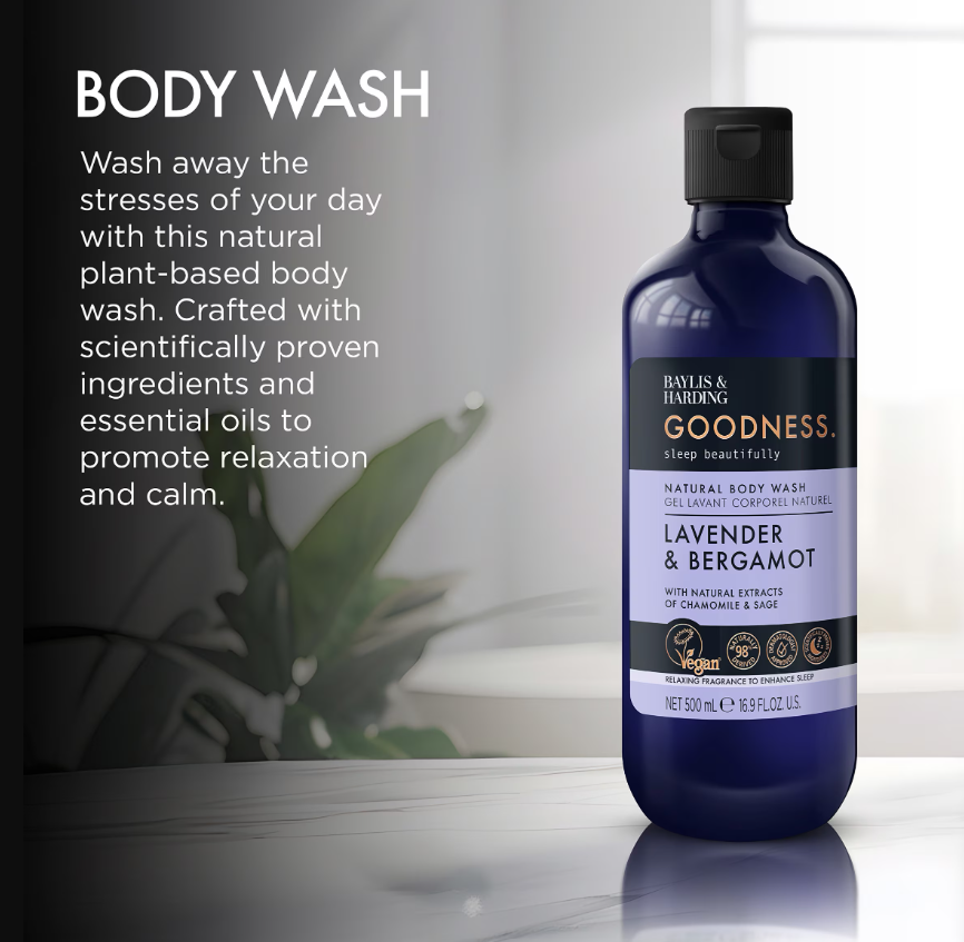 Baylis & Harding Goodness Sleep Beautifully Lavender & Bergamot Natural Body Wash 500ML