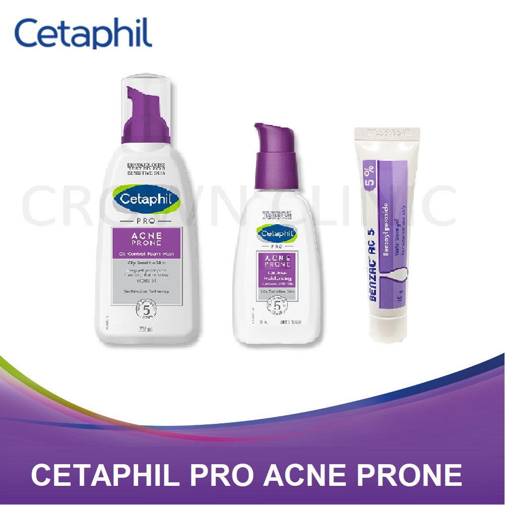 Cetaphil Pro Acne Prone Set of 3' (Foam Wash, Lotion SPF25, Benzac AC5)
