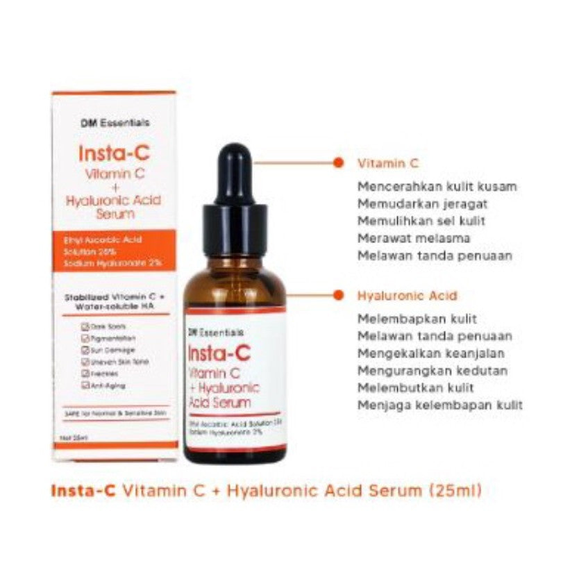 DM Essentials Insta-C Vitamin C + Hyaluronic Acid Serum 25ML