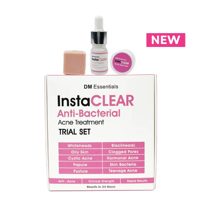 DM Essentials InstaCLEAR Anti-Bacterial Acne Treatment Trial Set