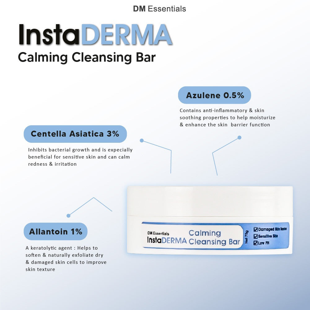 DM Essentials InstaDERMA Calming Cleansing Bar 75G