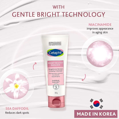 Cetaphil Bright Healthy Radiance Brightness Reveal Creamy Cleanser 100G