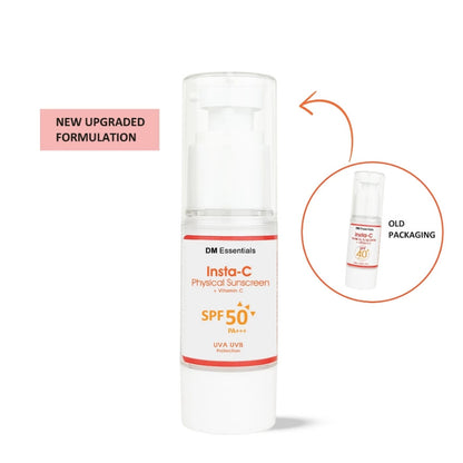DM Essentials Insta-C Physical Sunscreen SPF 50 PA +++  UVA UVB Protection 30ML <New Packaging>