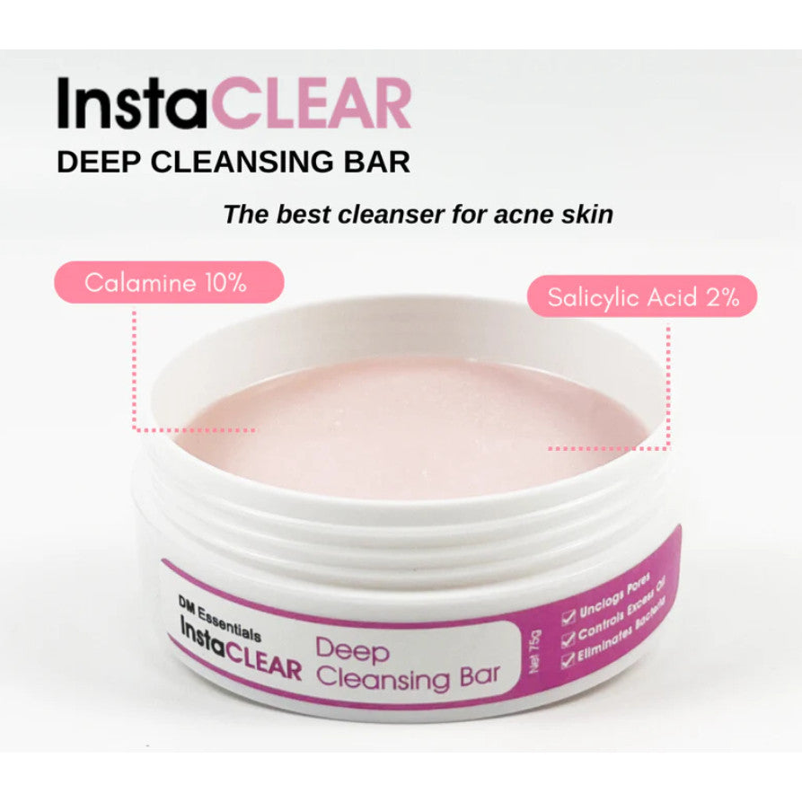 DM Essentials InstaCLEAR Deep Cleansing Bar 75G Sabun Acne Pimple Jerawat Blemish Blackhead Whitehead Remover Soap