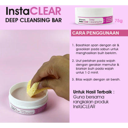 DM Essentials InstaCLEAR Deep Cleansing Bar 75G Sabun Acne Pimple Jerawat Blemish Blackhead Whitehead Remover Soap