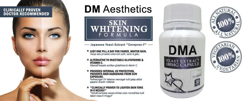 DM Aesthetics Skin Whitening Formula 30 Capsules/ Yeast Extract 100MG Capsule